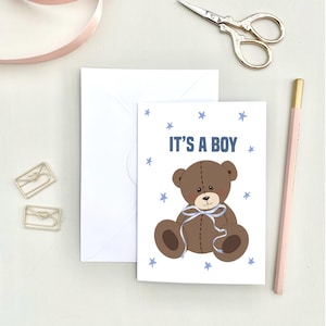 Babykaart It's a boy-kaart, welkomstkaart baby, welkom kleintje, schattige babykaarten, schattige blauwe babykaarten, babykaarten, blauwe babyjongenskaart