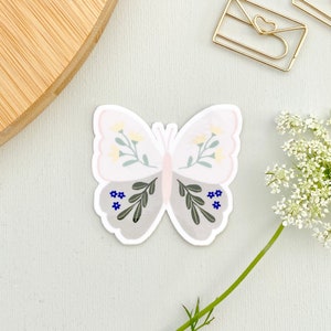 Floral Butterfly Sticker - Pastell Vinyl Sticker - Floral Stickers For Laptop - Butterfly Sticker Journaling