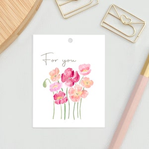 Etichetta regalo per te, piccole carte regalo, carte per regali e fiori, carte regalo papaveri, carte per fiori, carte regalo illustrate