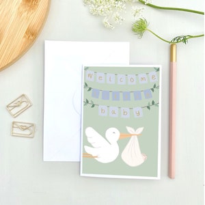Biglietto di auguri per neonati Benvenuto piccolo, biglietto di auguri per neonati, benvenuto piccolino, biglietti carini per neonati, biglietti carini per neonati blu, biglietti per neonati, biglietto per neonata blu