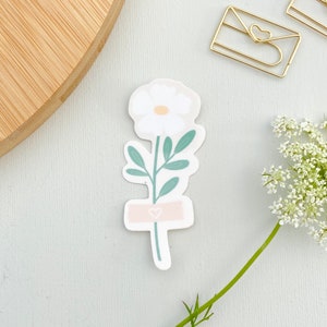 Sticker witte bloem, bloemenstickers, vinylsticker, bloemstickers, bloem met pleister