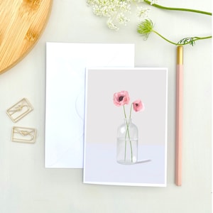 Greeting card poppies, flower cards, card with poppies, greeting cards