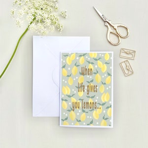 Carte de voeux avec des citrons, carte double A6, cartes de voeux, quand la vie vous donne des citrons