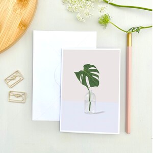 Carte de voeux Monstera, carte double A6, feuille de Monstera illustrée