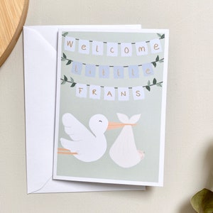 Tarjeta de bebé personalizada, regalo de bebé nuevo, tarjeta de anuncio de nacimiento de regalo de recién nacido, tarjeta de bienvenida al bebé, decoración de la habitación del bebé, regalo de género del bebé