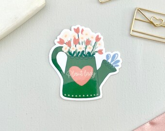 Plantlady Watering Can Sticker: Floral Vinyl Decal