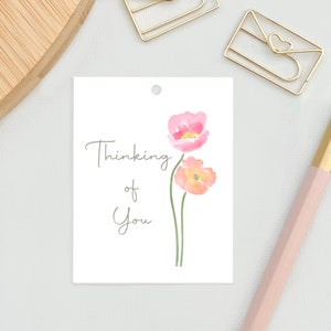 Etichetta regalo pensando a te, piccole carte regalo, carte per regali, carte regalo papaveri, carte per fiori, carte illustrate, carta pensando a te