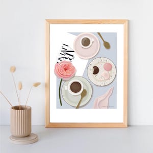 Swedish Fika Art Print: Floral Coffee & Book Illustration