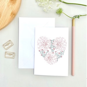 Wenskaart hart van bloemen, valentijnskaarten, valentijnskaarten, liefdes- en vriendschapskaarten