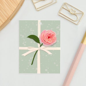 Cadeaukaartje Cadeau met bloem, kleine cadeaukaarten, cadeaukaarten, cadeaukaartjes, kaarten voor bloemen, geïllustreerde kaarten, cadeaukaartjes