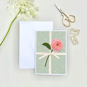 Biglietto di auguri di compleanno con rosa, biglietto doppio A6, biglietti di auguri, biglietti di compleanno, biglietto di buon compleanno, biglietti con fiori