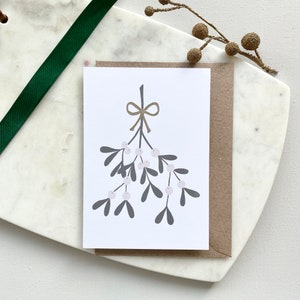 Christmas card mistletoe, A6 dubble card, christmas card with envelope included