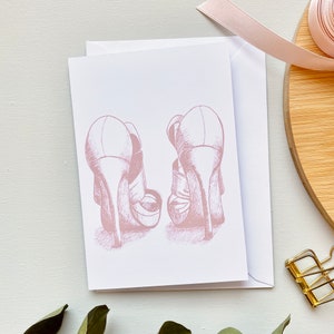 Grußkarte mit High Heels Schuhe, A6 Doppelkarte, Grußkarten, Modekarten, Fineliner Schuhe