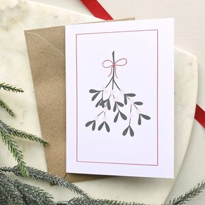 Christmas card mistletoe, A6 dubble Christmas cards, Christmas card with envelope included
