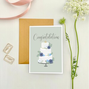Carte de mariage Félicitations, carte double A6, cartes de voeux, cartes de mariage, gâteau de mariage