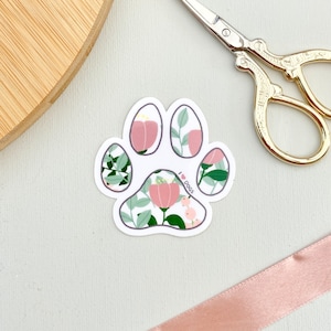 Blumenhundepfote Aufkleber - Süßer Hundepfote Aufkleber - Ich liebe Hunde Aufkleber - Hundepfote Aufkleber - Blumentier Aufkleber