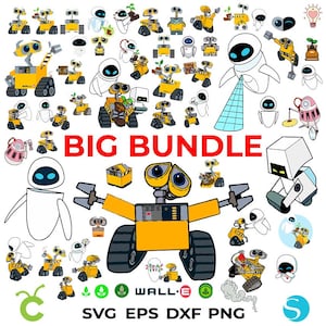 Wall-e Svg Bundle, Wall-e Png, Wall-e and Eve Png, Wall-e Cricut, Wall-e vector, Wall-e Shirt diy Svg, Baby Birthday Shirt svg Wall e svg