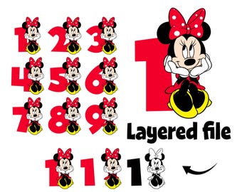Minnie Birthday Svg, Girl Birthday Numbers svg, Minnie png, Minnie Clipart PNG Minnie SVG Clipart Layered Minnie Cricut Svg Minnie Shirt svg