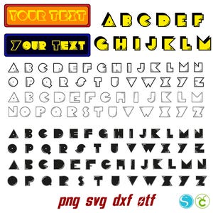 Paquete de jugador de arcade, letras de arcade svg, letras de jugador de arcade en capas cricut, fuente de jugador svg, fuente de bebé otf, letras de juego png, fuente arcade