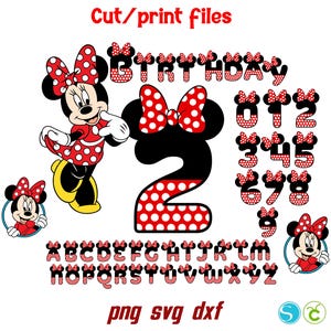 Cumpleaños de bebé SVG Cricut, Letras de Minnie SVG, Números de cumpleaños PNG SVG, Minnie SVG PNG, Camiseta de bebé DIY SVG, Cumpleaños SVG Png Minnie Cricut