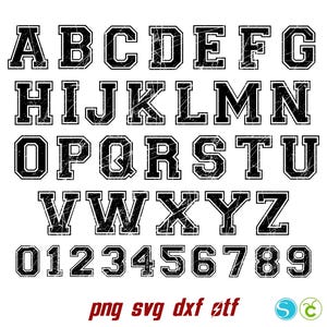 Sport Distressed Font, Sport Distressed Letters svg, Varsity Distressed font, College font svg, Varsity Letters Png, Distressed Numbers Svg image 2