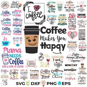 Coffee SVG Bundle, Coffee Quotes, Funny Coffee Svg, Caffeine Svg, Coffee Lovers, Mug Svg, Coffee mug, Coffee Cricut, Silhouette, Coffee Png