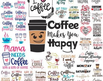 Coffee SVG Bundle, Coffee Quotes, Funny Coffee Svg, Caffeine Svg, Coffee Lovers, Mug Svg, Coffee mug, Coffee Cricut, Silhouette, Coffee Png