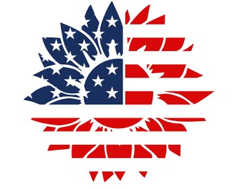 Camiseta con la bandera de Estados Unidos con girasoles en formato SVG, camiseta con girasoles patrióticos en formato PNG, girasol en formato SVG para Cricut, camiseta con la bandera estadounidense de Estados Unidos, camiseta del 4 de julio en formato SVG