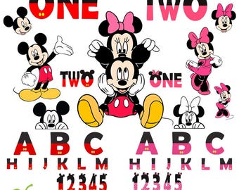 Birthday Bundle Svg Png, Minnie Letters Svg Birthday Letters SVG Cricut, Numbers Png Svg, Mickey Svg Png, Birthday Baby Shirt DIY svg