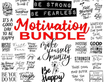 Pacchetto SVG motivazionali, PNG motivazionali divertenti, segnali motivazionali, citazioni motivazionali, file Cricut motivazionali, silhouette motivazionali
