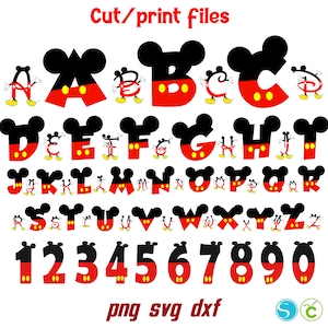 Letras de cumpleaños SVG Cricut, Letras de Mickey SVG, Mickey SVG, Números de cumpleaños SVG PNG, Camiseta de bebé DIY, Letras de bebé Cricut SVG, Mickey Png