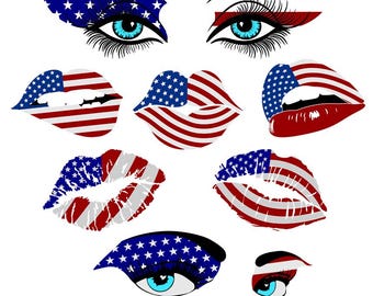 American Flag Svg Lips svg, Girl Fourth of July Svg, America Svg, USA Svg, Patriotic SVG, Lips Svg for Cricut, USA Flag Png, Kiss svg file
