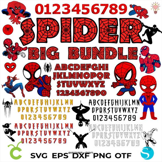 Spider Svg, Baby Spider Bundle, Superhero Letters Svg Cricut, Superhero Font, Birthday Spider shirt Diy, Spider Font, Spider Letters Layered