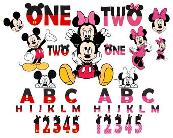 Birthday Bundle Svg Png, Minnie Letters Svg Birthday Letters SVG Cricut, Numbers Png Svg, Mickey Svg Png, Birthday Numbers svg, Minnie svg