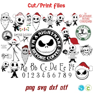 Nightmare Christmas Font, Christmas SVG Letters Cricut, Jack Skellington Christmas Svg Cricut Christmas letters SVG, Christmas Shirt Diy