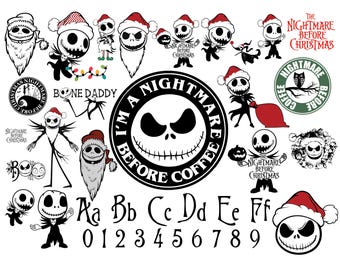Nightmare Christmas Font, Christmas SVG Letters Cricut, Jack Skellington Christmas Svg Cricut Christmas letters SVG, Christmas Shirt Diy