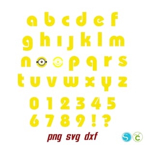 Fan Art Minions Buchstaben SVG Cricut Minions Shirt Diy SVG Minions Schriftart Otf Minions Svg Buchstaben Minions Geburtstag SVG Vektor Minions Shirt png