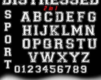 Sport Distressed Font, Sport Distressed Letters svg, Varsity Distressed font, College font svg, Varsity Letters Png, Distressed Numbers Svg