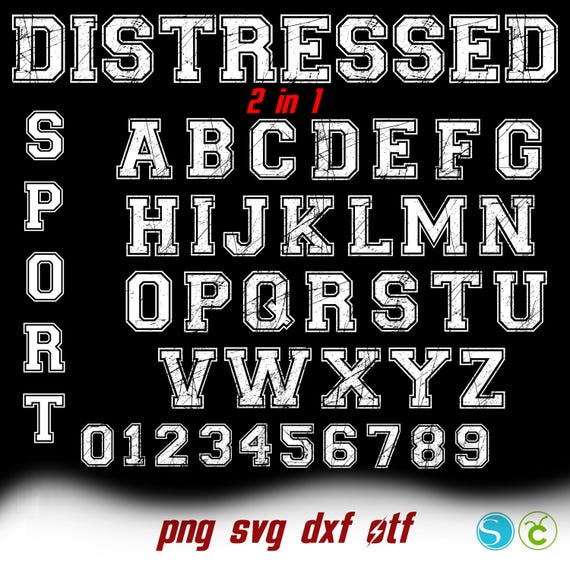 Sport Distressed Font, Sport Distressed Letters svg, Varsity Distressed font, College font svg, Varsity Letters Png, Distressed Numbers Svg