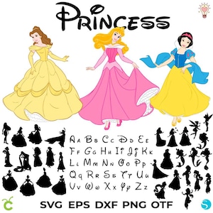 Princesa Clipart PNG, Princesa SVG, Letras de Princesa Svg, Fuente de Princesa Svg, Camiseta de Cumpleaños Svg, Camiseta de Niña Diy, Princesa Cricut SVG