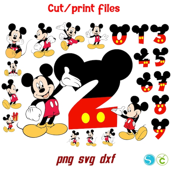 Mickey Svg Bundle, Mickey Birthday Numbers Png Svg Cricut, Birthday Banner Svg, Birthday Shirt Diy, Mickey Png Svg, Baby Shirt DIY svg