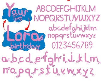 Baby Personalized Svg, Baby letters Svg, Baby font, Birthday letters with tails SVG PNG, Birthday font Svg, Pig letters Svg Cricut