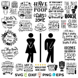 Paquete de SVG de baño, SVG de baño, SVG de letrero de baño, SVG de baño, SVG de baile de baño, SVG de letrero de inodoro, SVG de baño divertido, Archivo de corte Cricut
