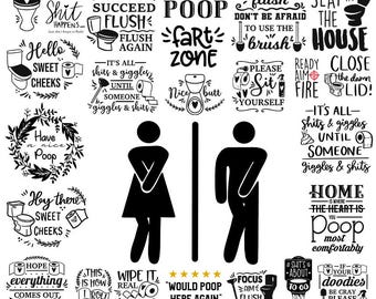 Pacchetto Svg Bagno, Png Bagno, Cartello Bagno Svg, Toilette Svg, Ballo del vasino Svg, Cartello WC Svg, Bagno divertente Svg, File di taglio Cricut