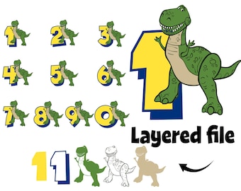 Toy Story Birthday Numbers Png Print Clipart PNG Toy Story SVG Layered Svg Toy Story Rex Png Svg Toy Story Birthday Shirt svg Baby shirt Diy