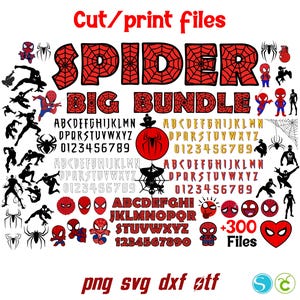 Letras de superhéroe SVG Cricut, fuente de superhéroe, camiseta de araña DIY, fuente de araña SVG, letras de araña en capas, camiseta de cumpleaños de araña DIY