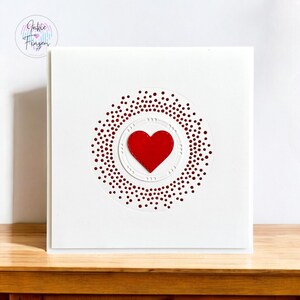 Handmade Card for Valentines Day, Wedding, Engagement, Anniversary and more | Heart Aglow | 432