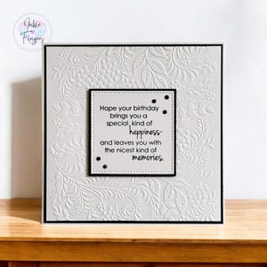 Handmade Birthday Card featuring Floral Embossing and Hand Stamped Sentiment | 007
