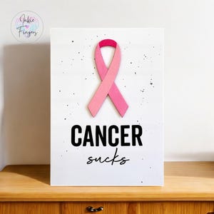 Cancer Encouragement Card, Breast Cancer, Get Well Soon, Survivor, Awareness Ribbon, Ribbon Colour Can be Customised, Handmade Card | 021
