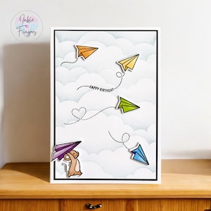 Birthday Card featuring a Cute Mouse Making Paper Planes, Handmade Birthday Card, Fun Card for boy girl child | 174